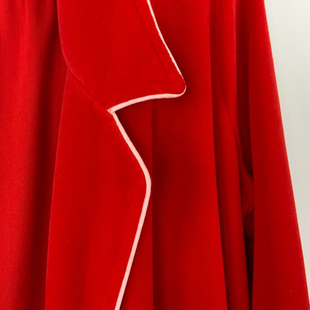 Vintage 80s Pierre Cardin Red Maxi Robe With White Piping Sz M - Picture 12 of 16